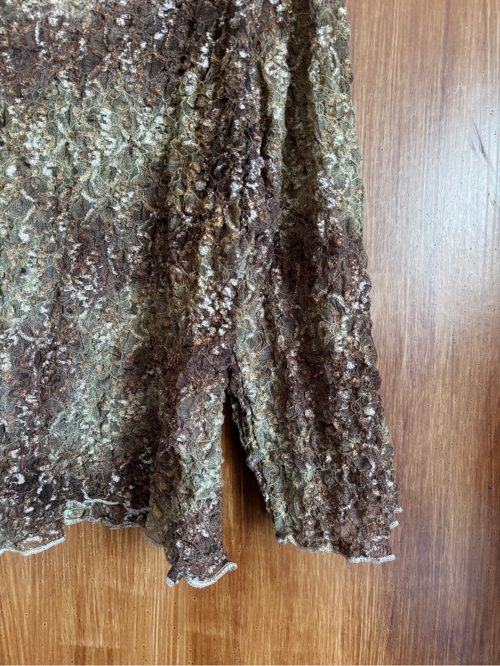 EUC Vintage Y2K Surrealist V-Neck Sheer Mesh Lace Textured Top | Women’s XL-XXL - Picture 14 of 16